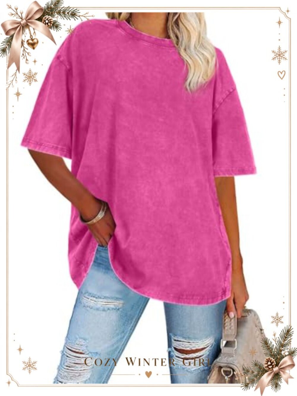 Oversized Short Sleeve Crew Neck Cotton T-Shirt Loose Fit Summer Top